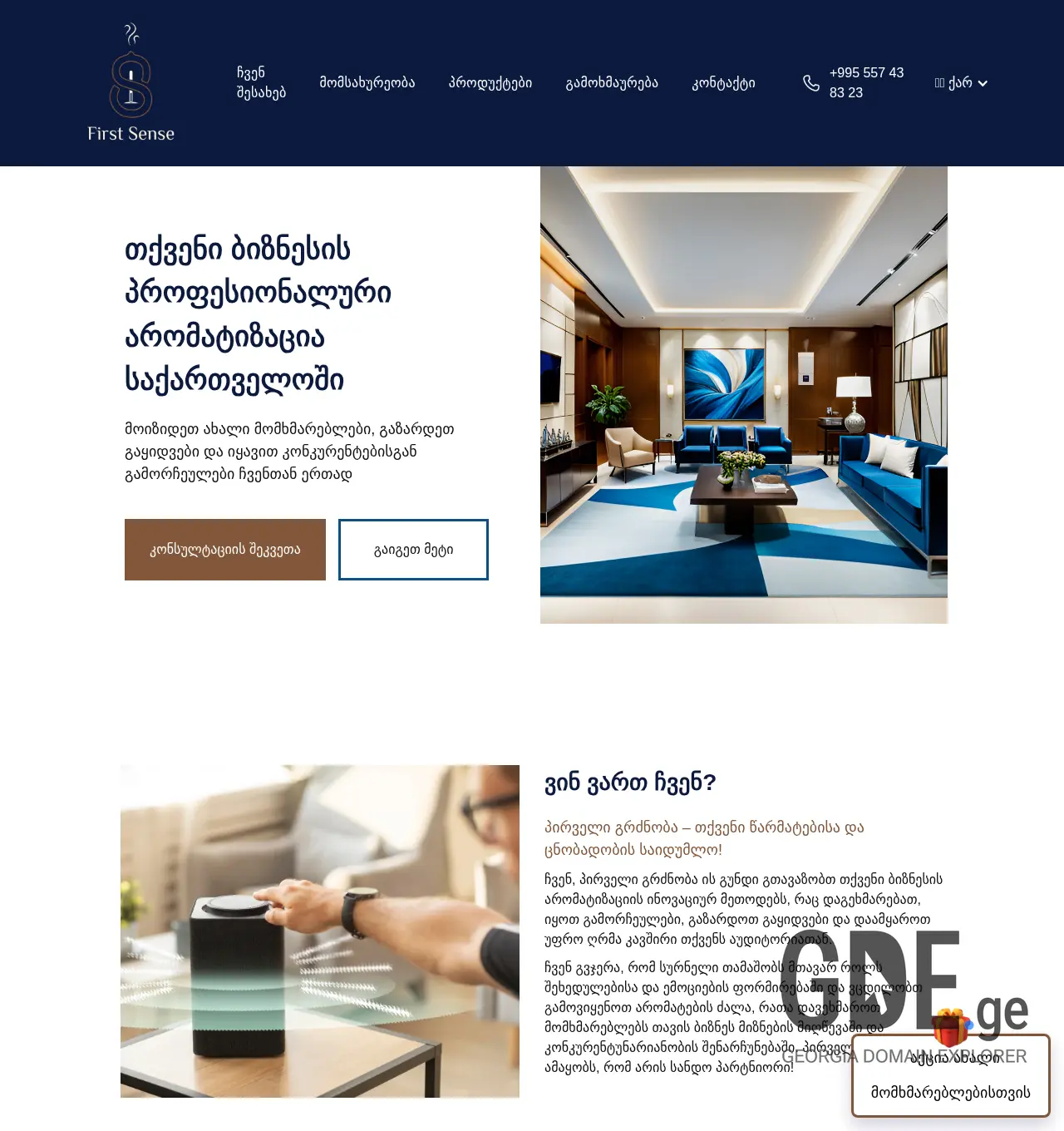 Screenshot of the site 1sense.ge at 2025-11-30
