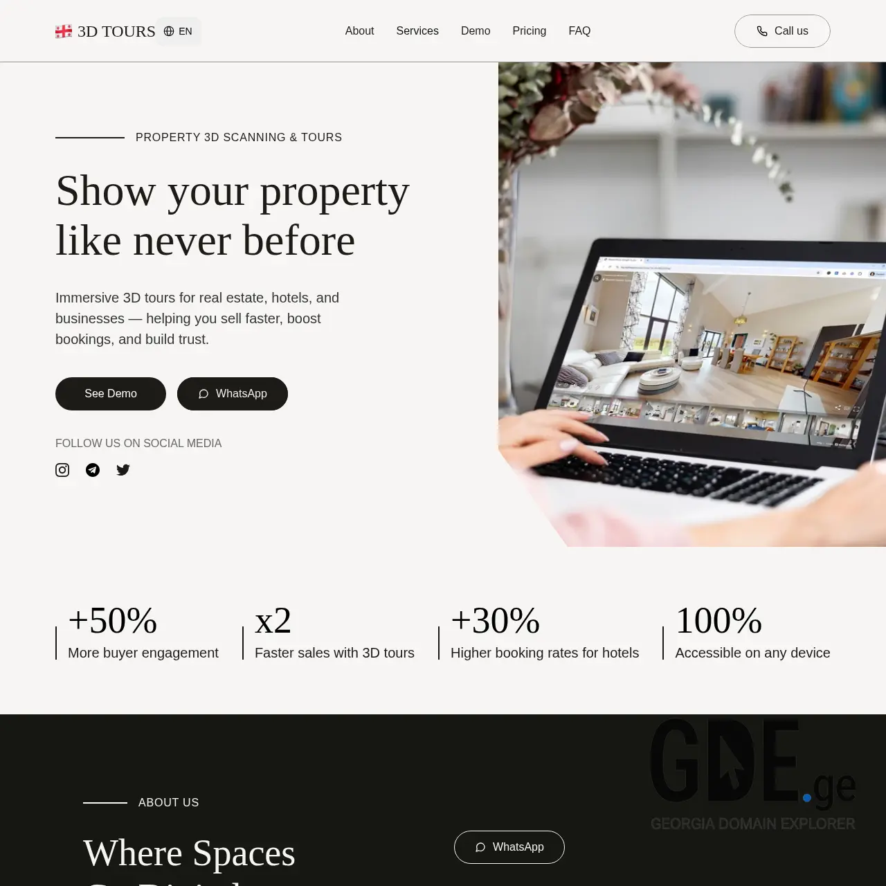 Screenshot of the site 3d-tours.ge at 2025-12-12