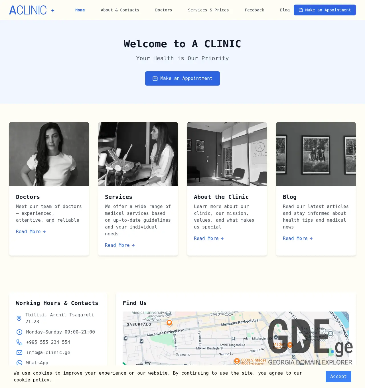 Screenshot of the site a-clinic.ge at 2025-12-07