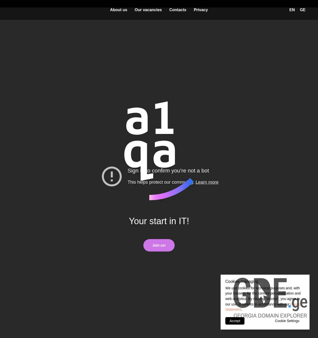 Screenshot of the site a1qa.ge at 2025-11-29