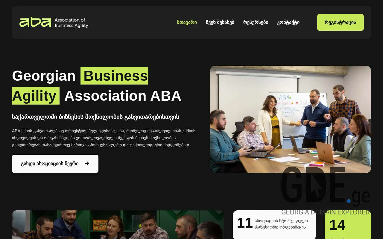Screenshot of the site aba.org.ge at 2025-11-28