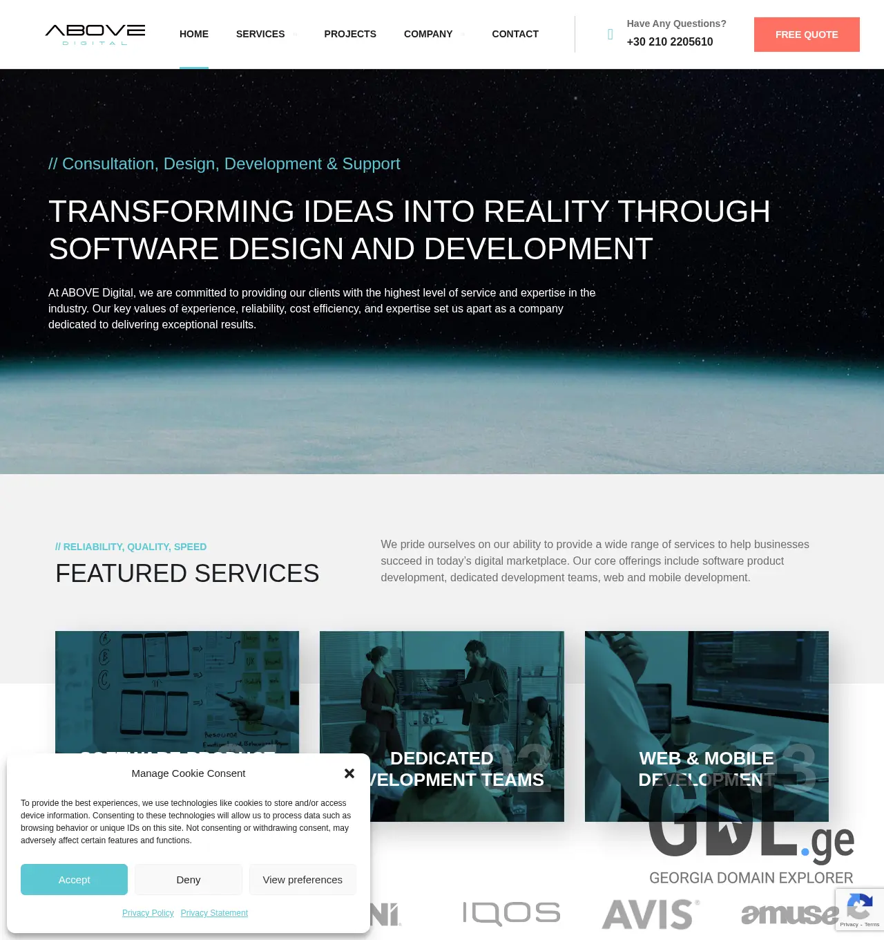 Screenshot of the site above.ge at 2025-11-30