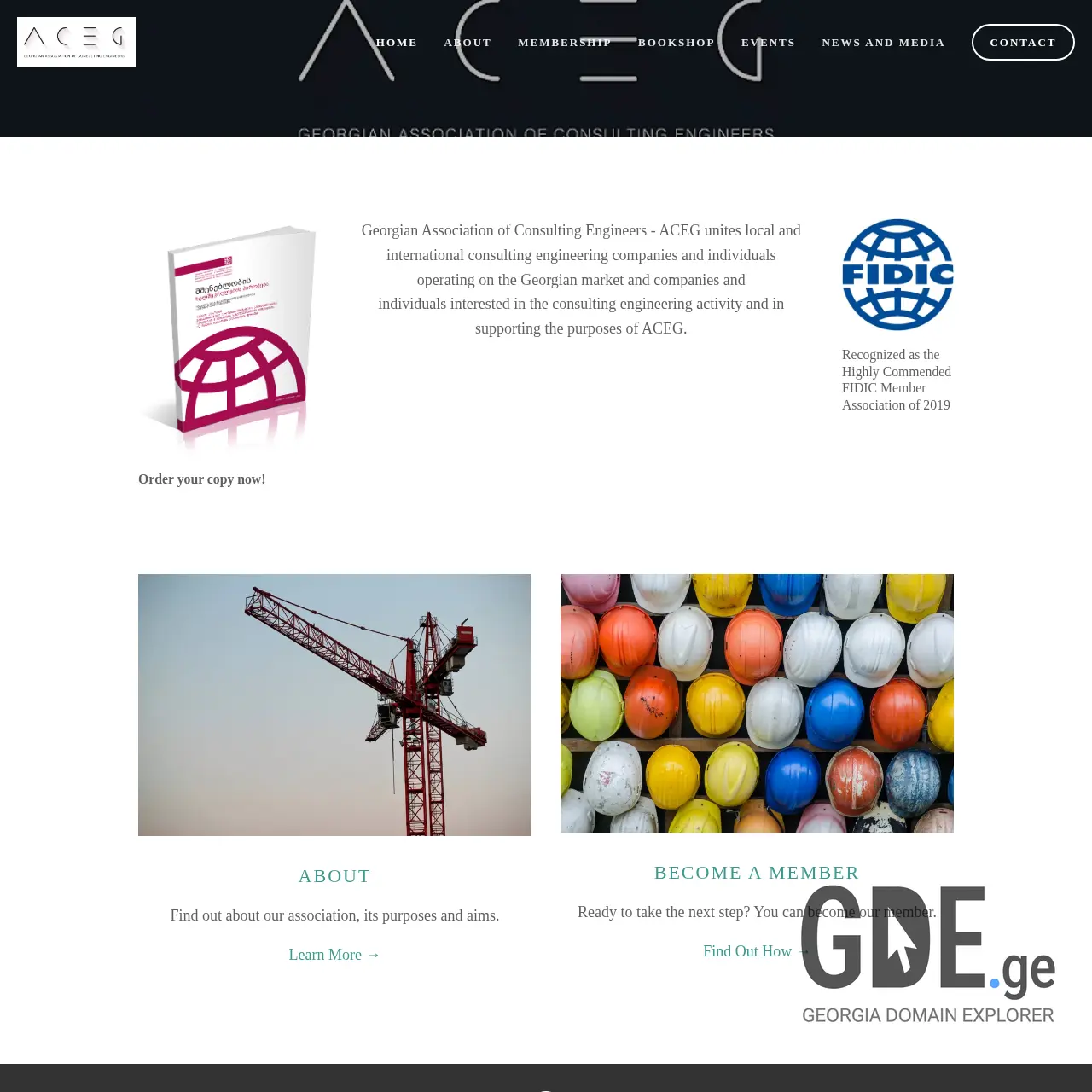 Screenshot of the site aceg.ge at 2025-12-15