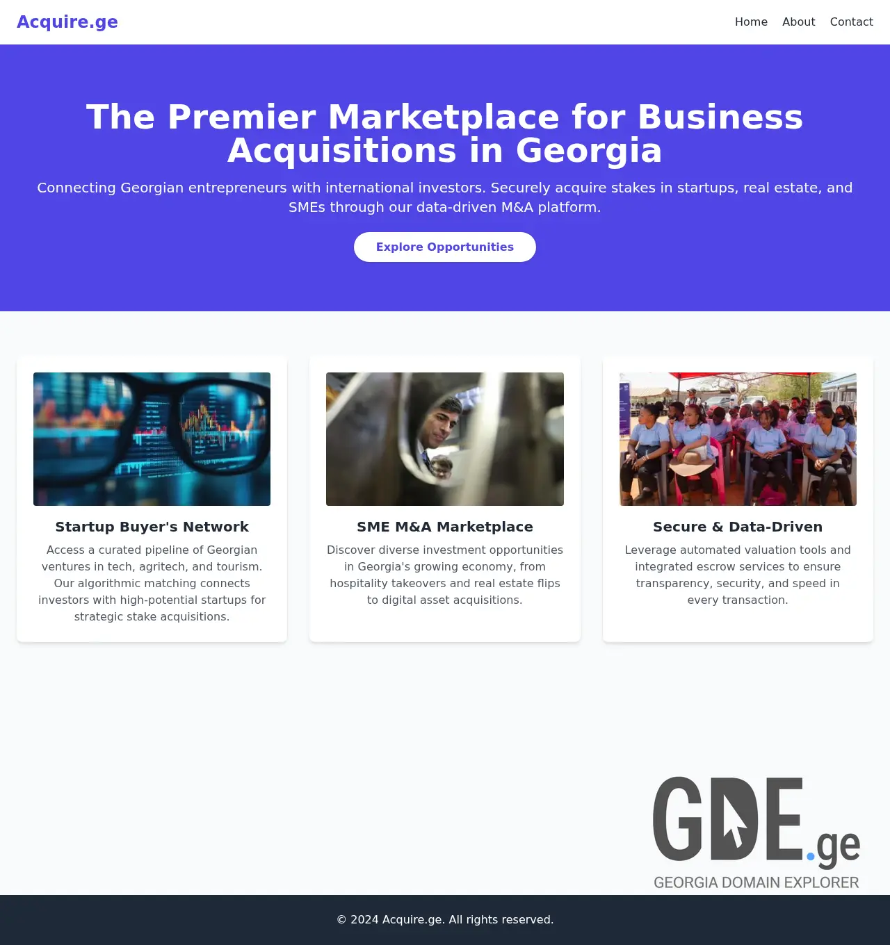 Screenshot of the site acquire.ge at 2025-12-06