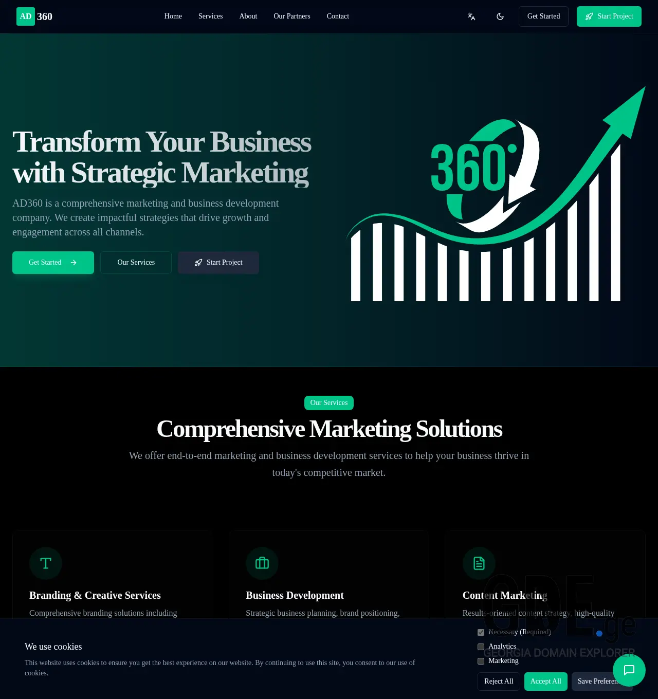 Screenshot of the site ad360.ge at 2025-12-06