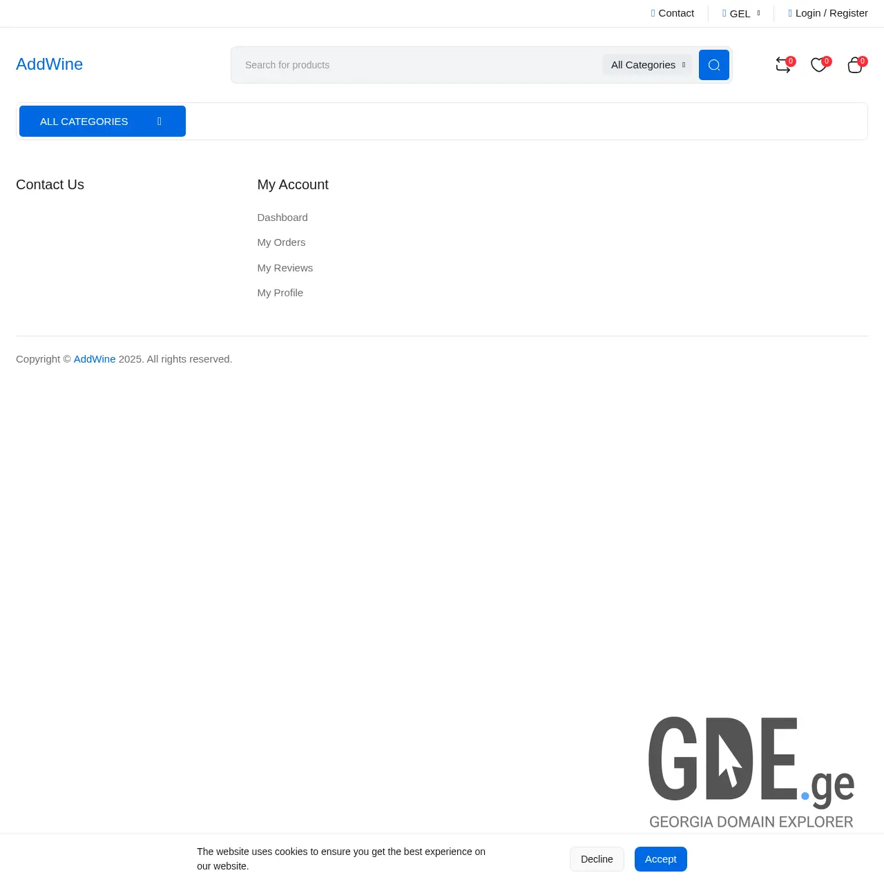 Screenshot of the site addwine.ge at 2025-12-17