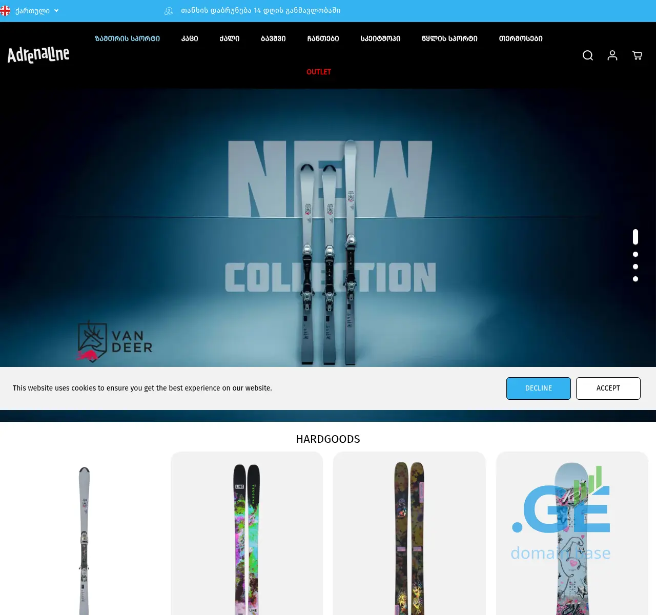 Screenshot of the site adrenaline.ge at 2025-11-23