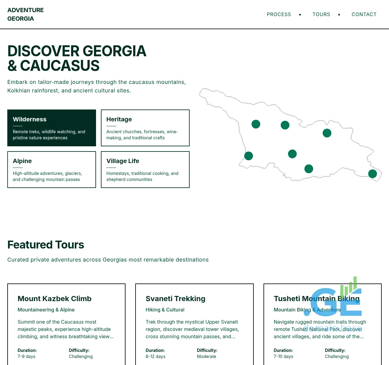 Screenshot of the site adventure.ge at 2025-11-23