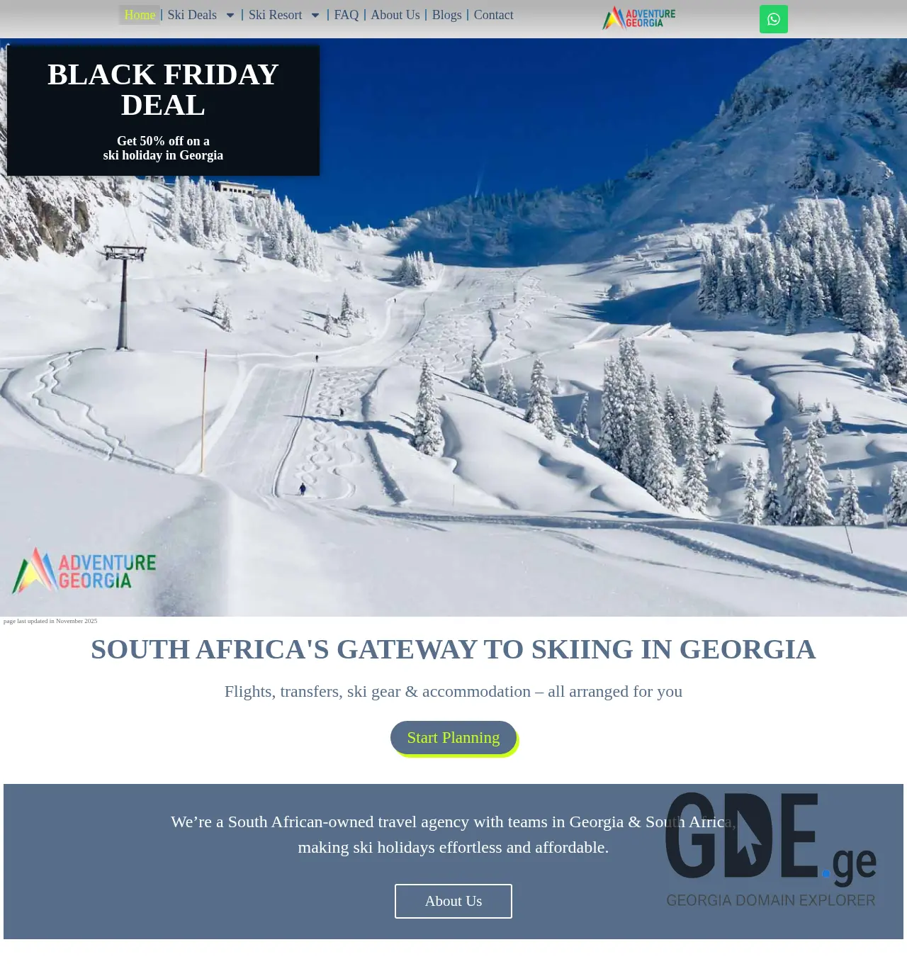 Screenshot of the site adventuregeorgia.ge at 2025-12-07