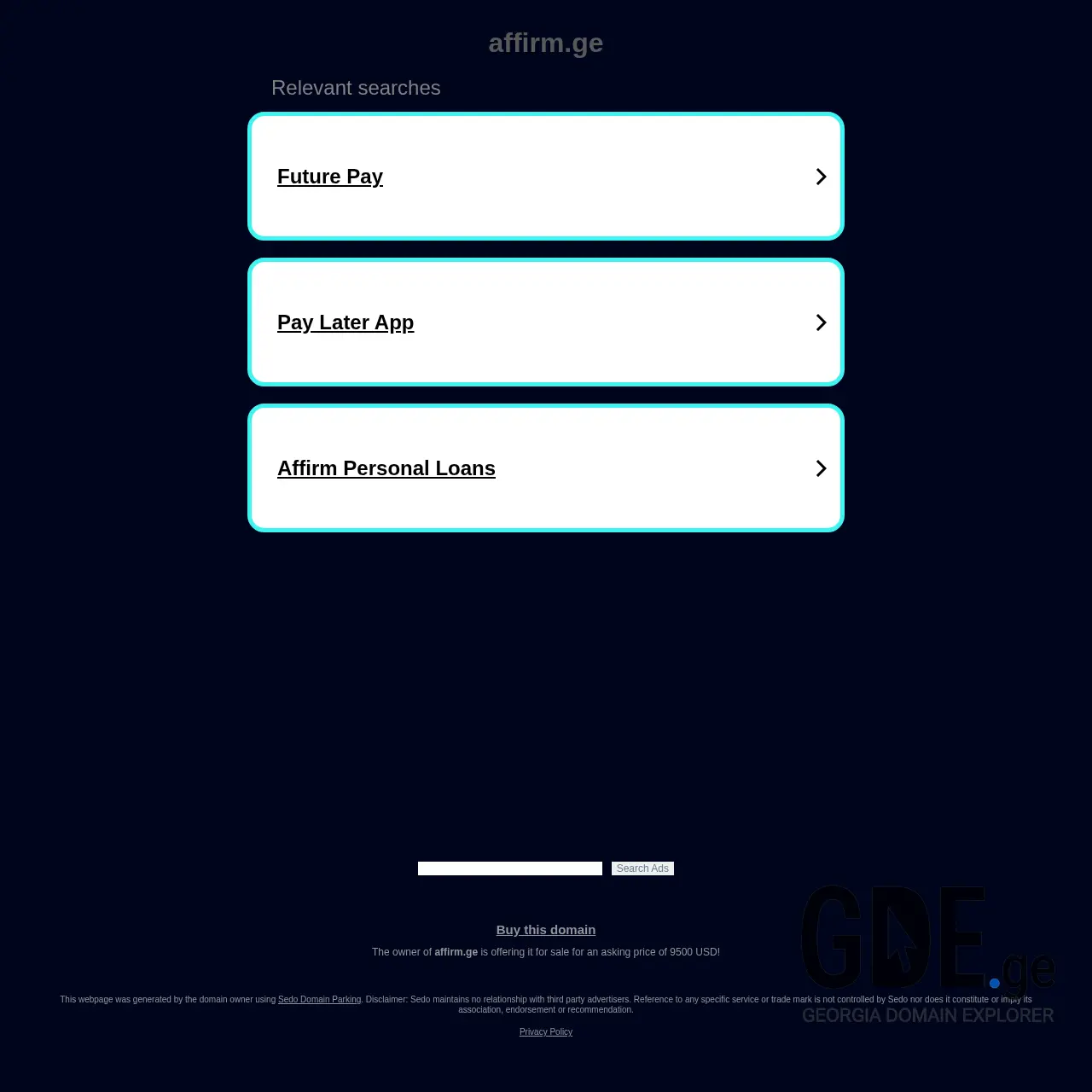 Screenshot of the site affirm.ge at 2025-12-19