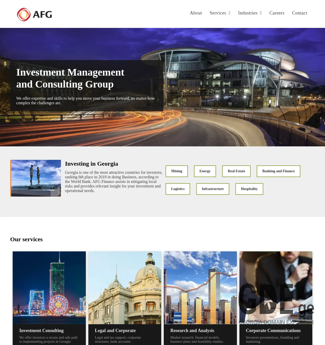 Screenshot of the site afg.ge at 2025-11-30