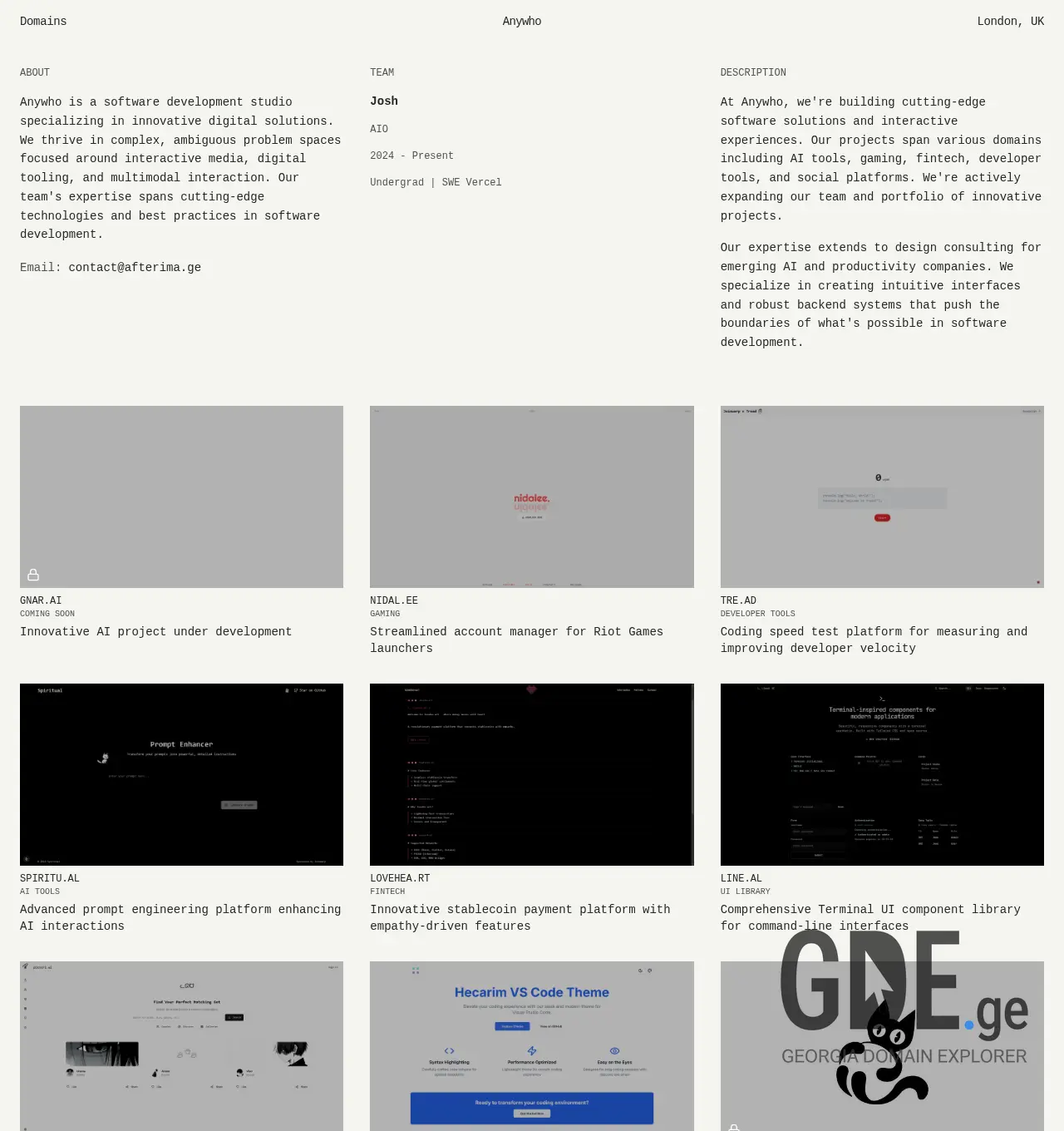 Screenshot of the site afterima.ge at 2025-11-29