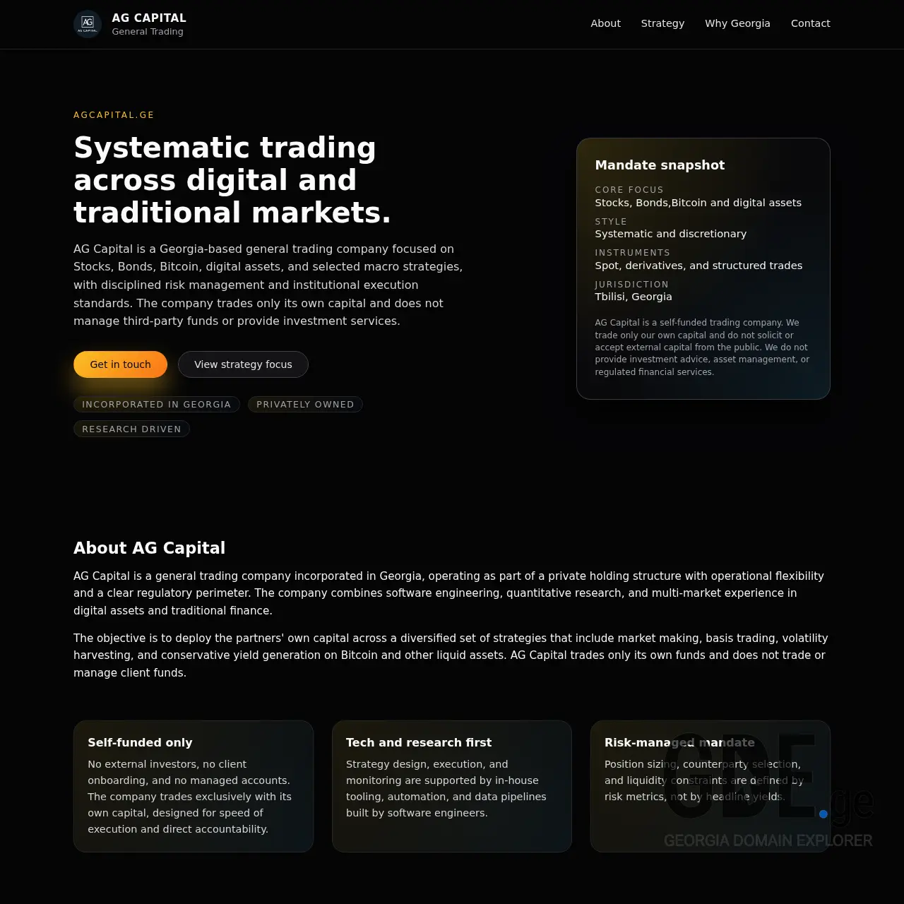 Screenshot of the site agcapital.ge at 2025-12-11