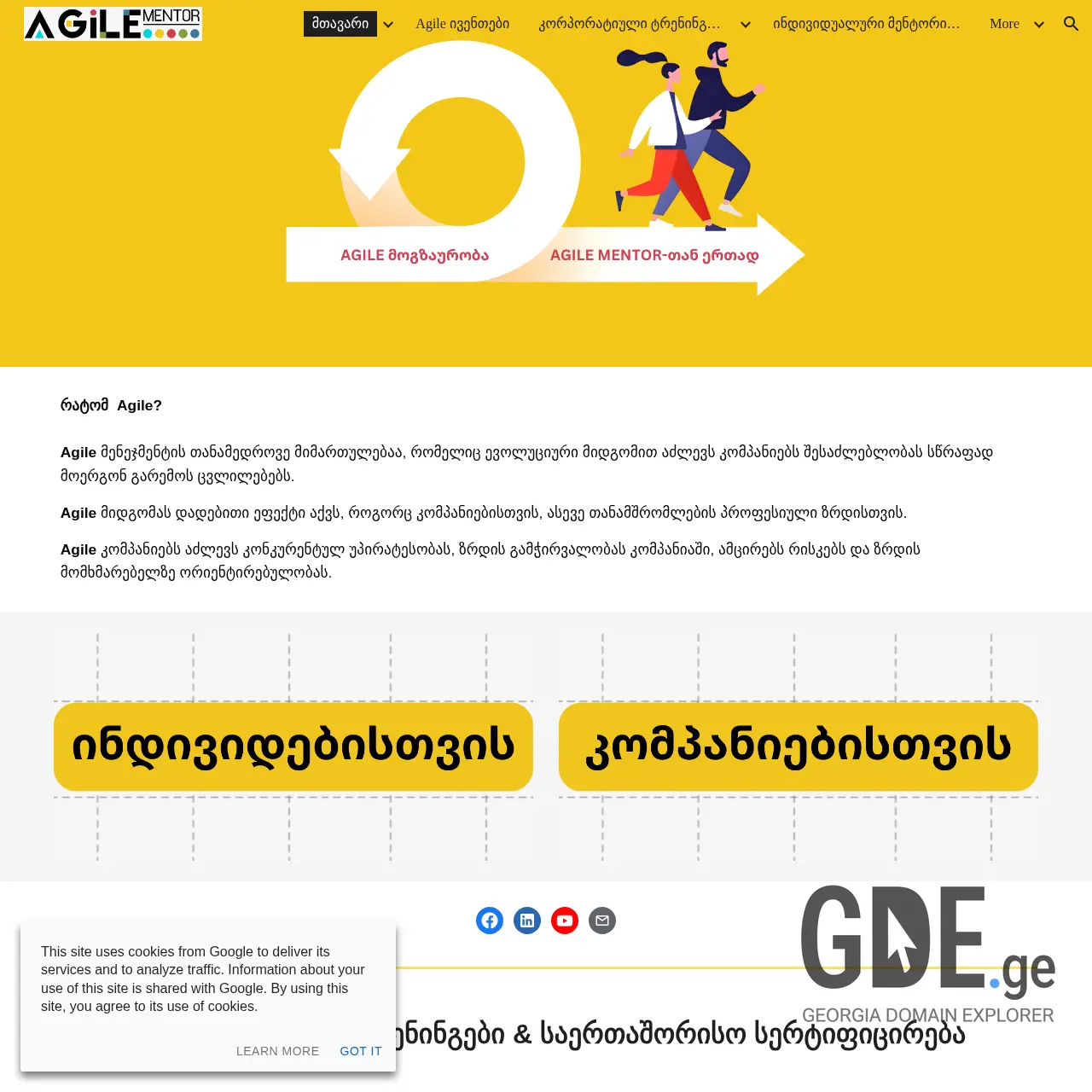 Screenshot of the site agilementor.ge at 2025-12-08