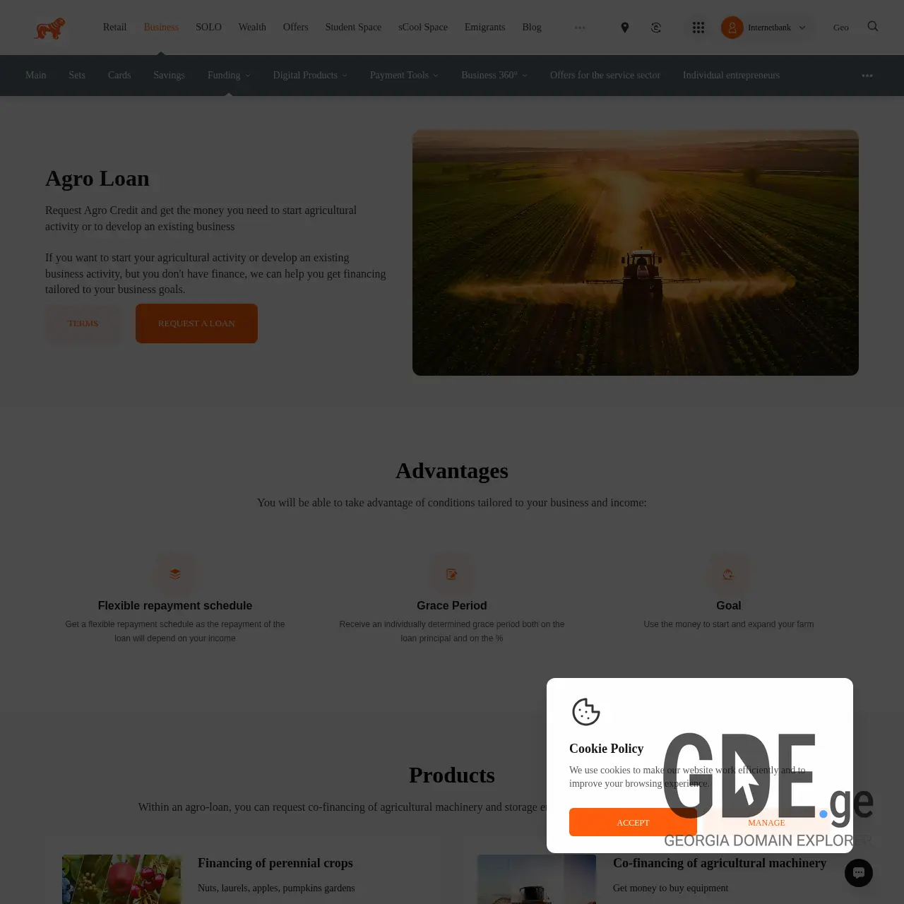Screenshot of the site agrobank.ge at 2025-12-08