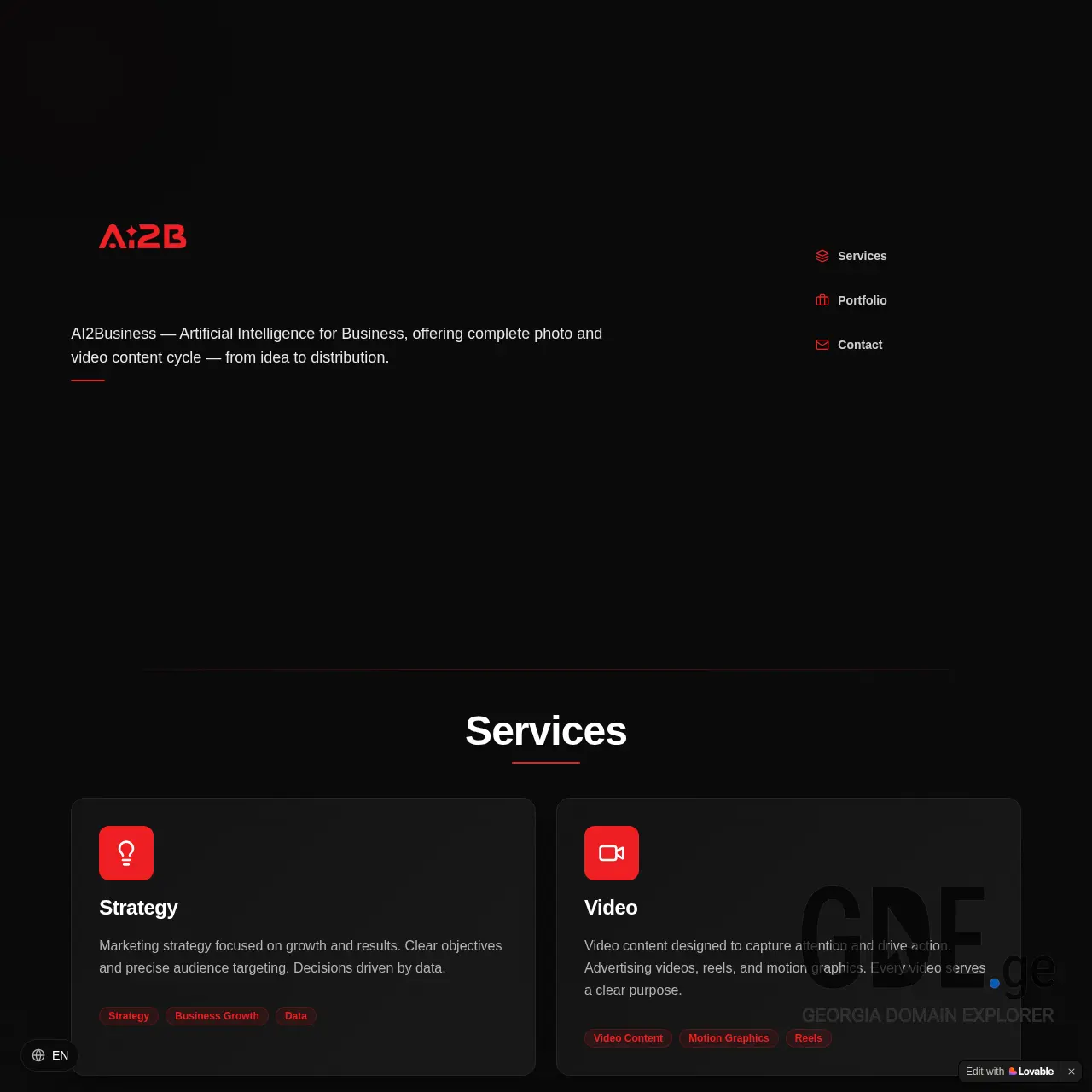 Screenshot of the site ai2b.ge at 2026-01-18