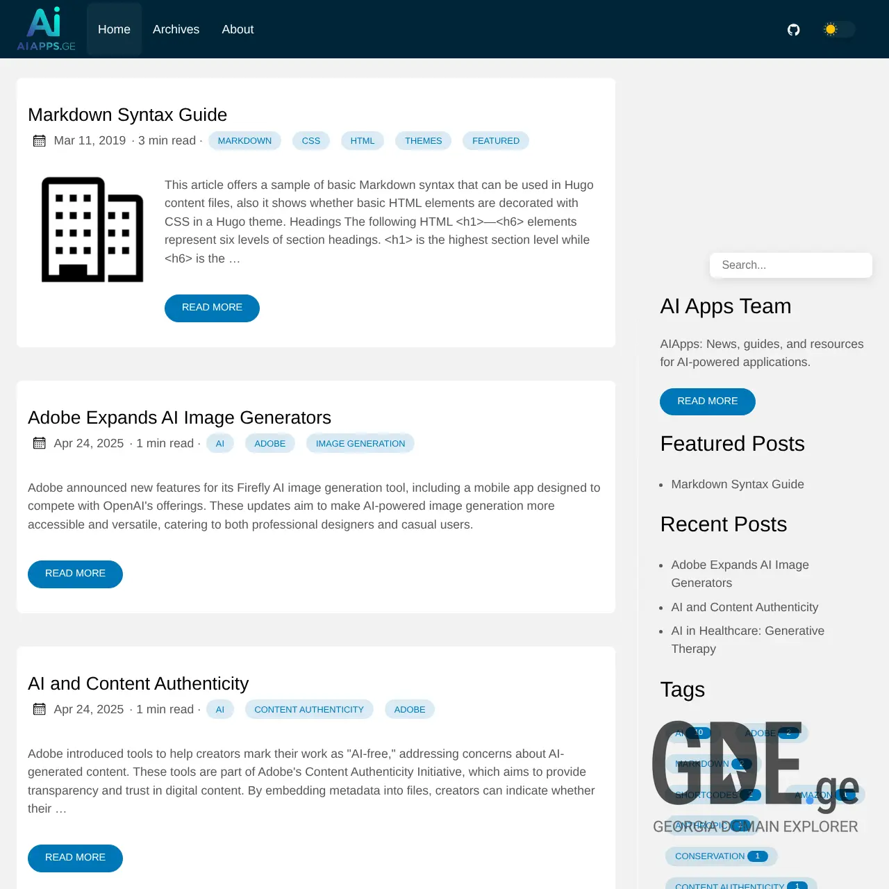 Screenshot of the site aiapps.ge at 2025-12-08
