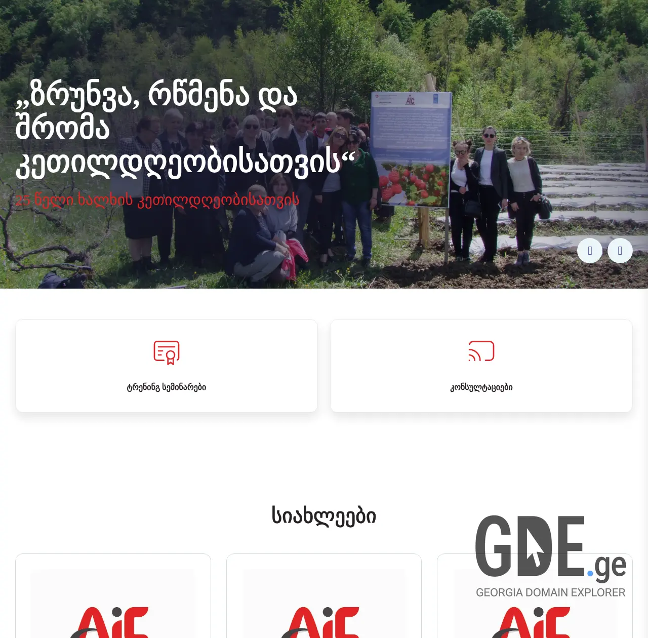 Screenshot of the site aic.org.ge at 2025-12-15