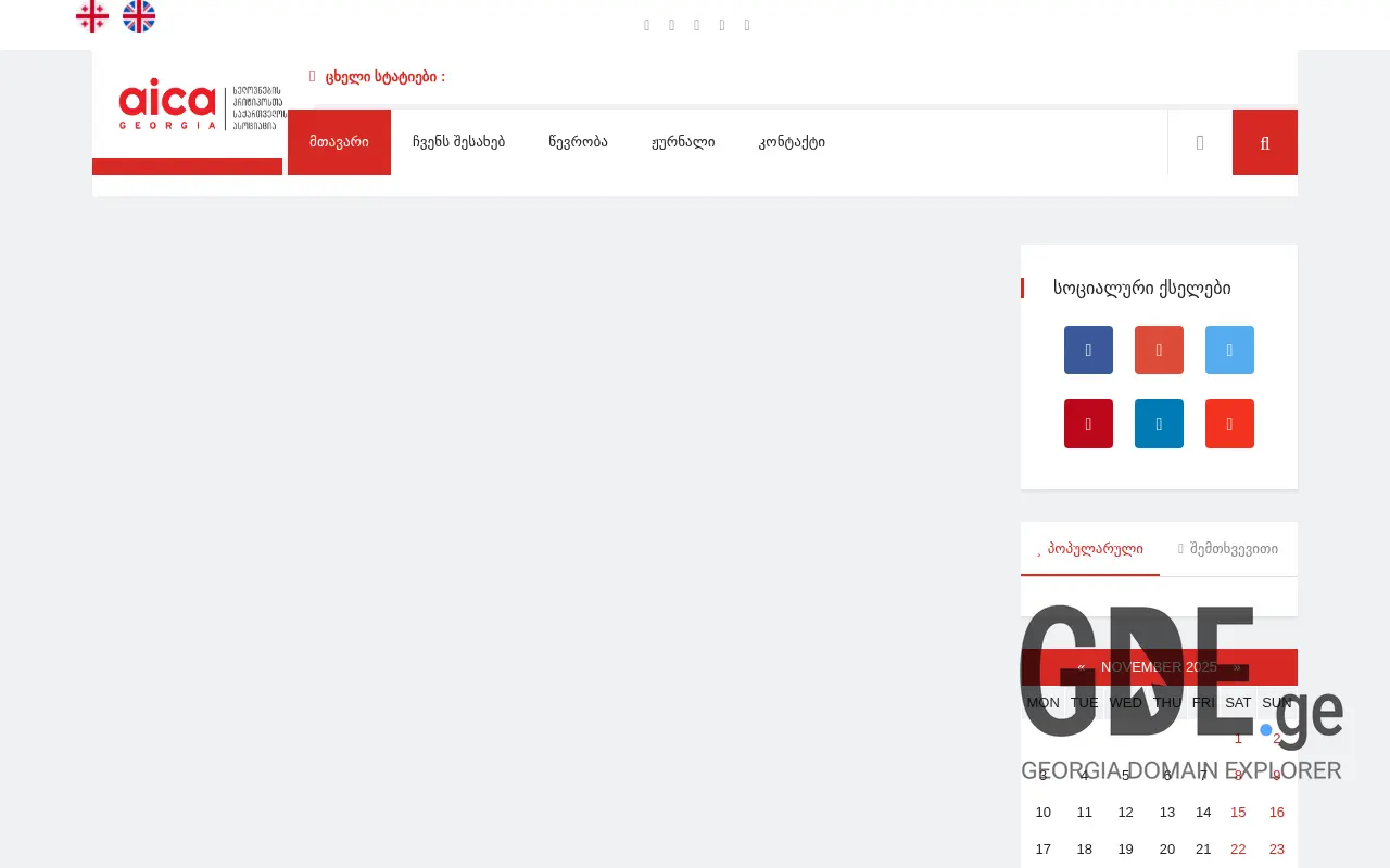 Screenshot of the site aica.ge at 2025-11-29
