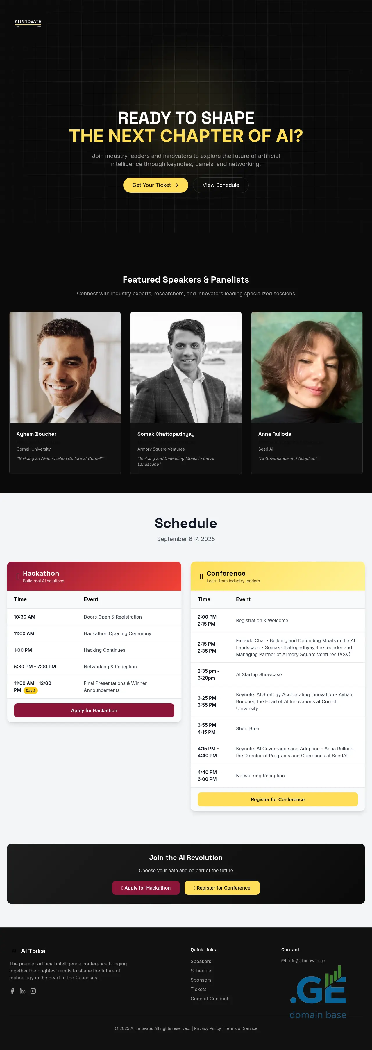 Screenshot of the site aiinnovate.ge at 2025-10-03