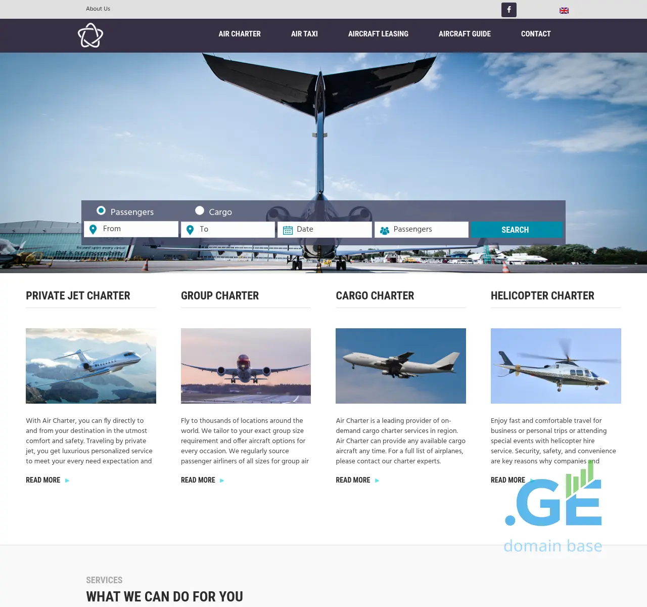 Screenshot of the site aircharter.ge at 2025-11-23