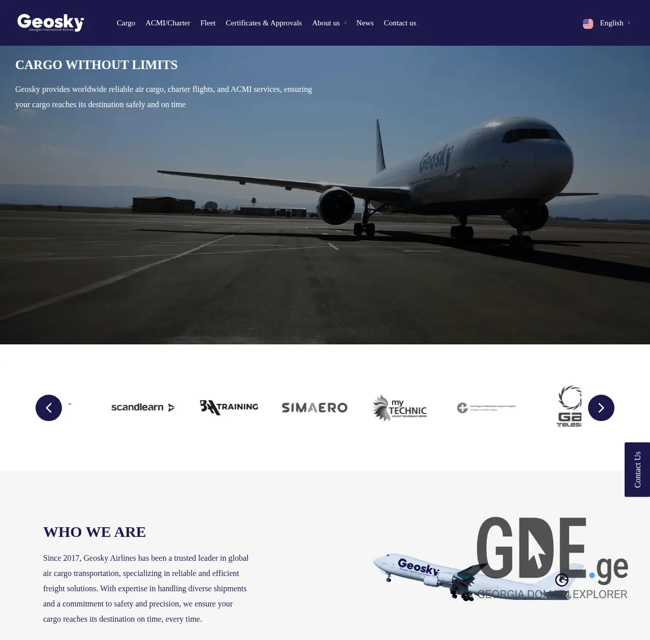 Screenshot of the site airgeosky.ge at 2025-12-15