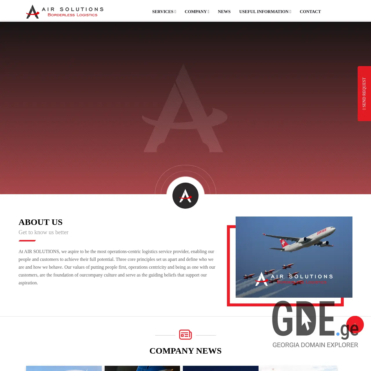 Screenshot of the site airsolutions.ge at 2025-12-08