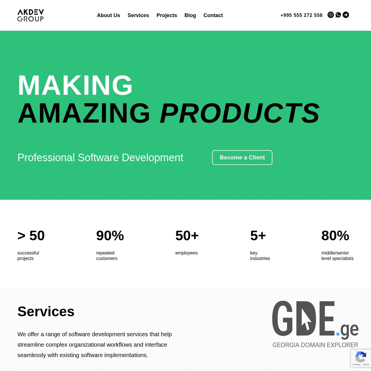 Screenshot of the site akdev.ge at 2025-12-08