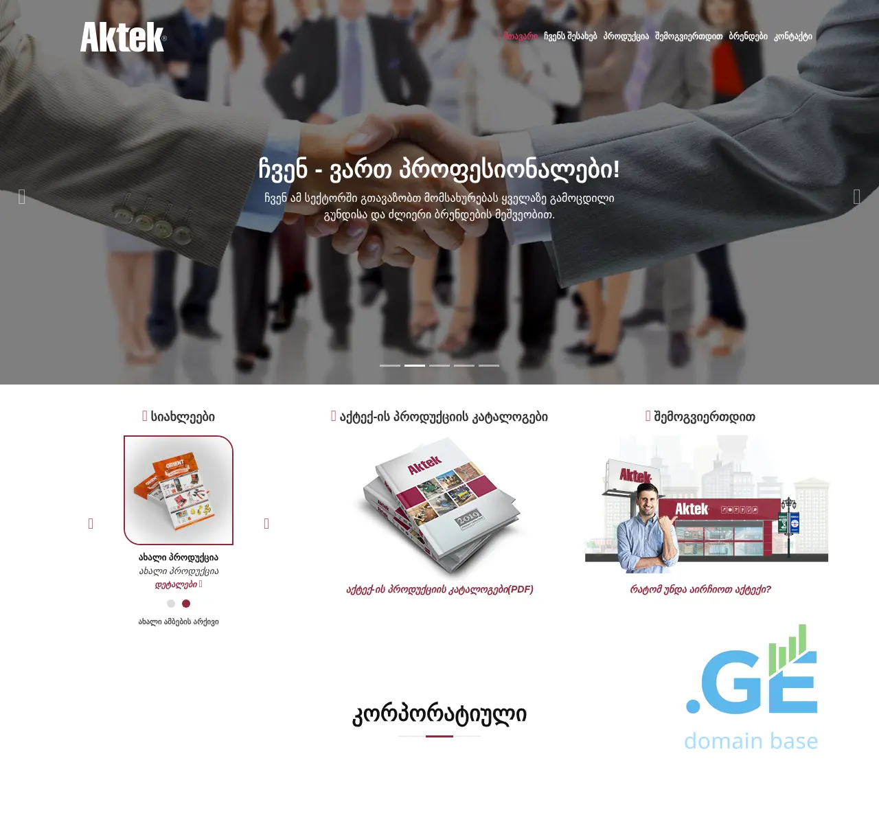 Screenshot of the site aktek.ge at 2025-11-23