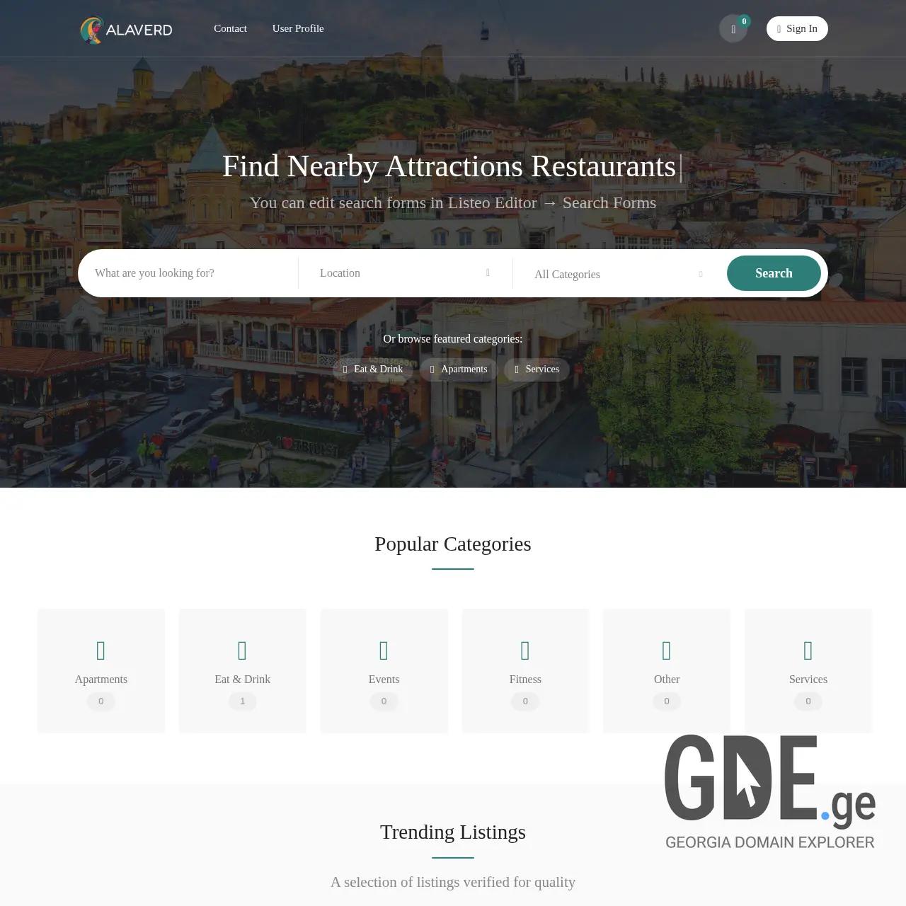 Screenshot of the site alaverd.ge at 2025-12-08