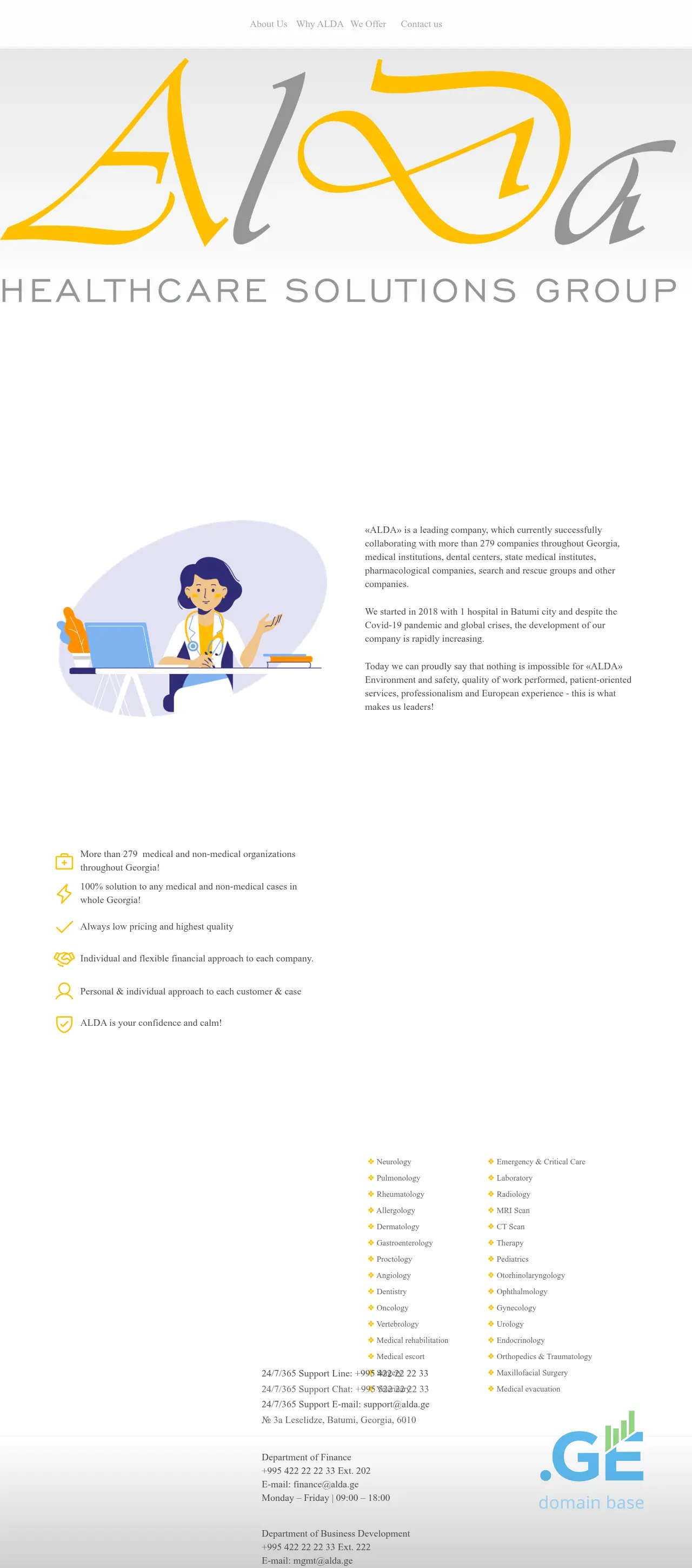 Screenshot of the site alda.ge at 2025-10-03