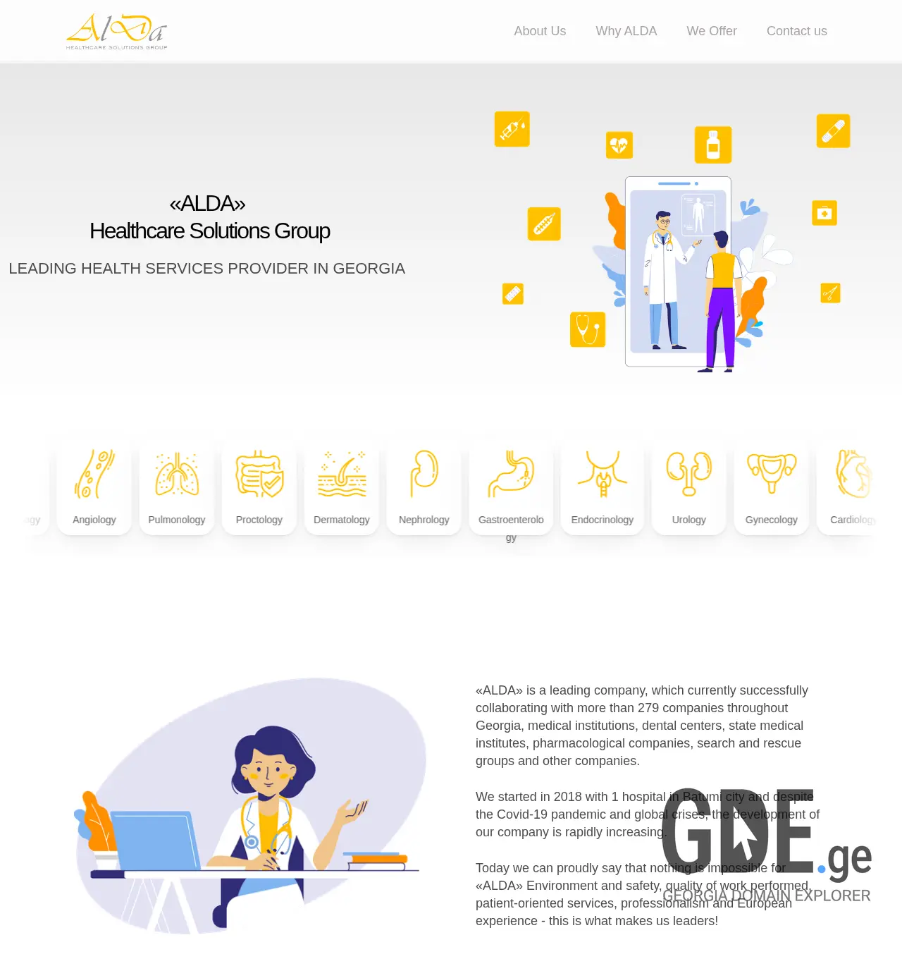 Screenshot of the site alda.ge at 2025-12-07