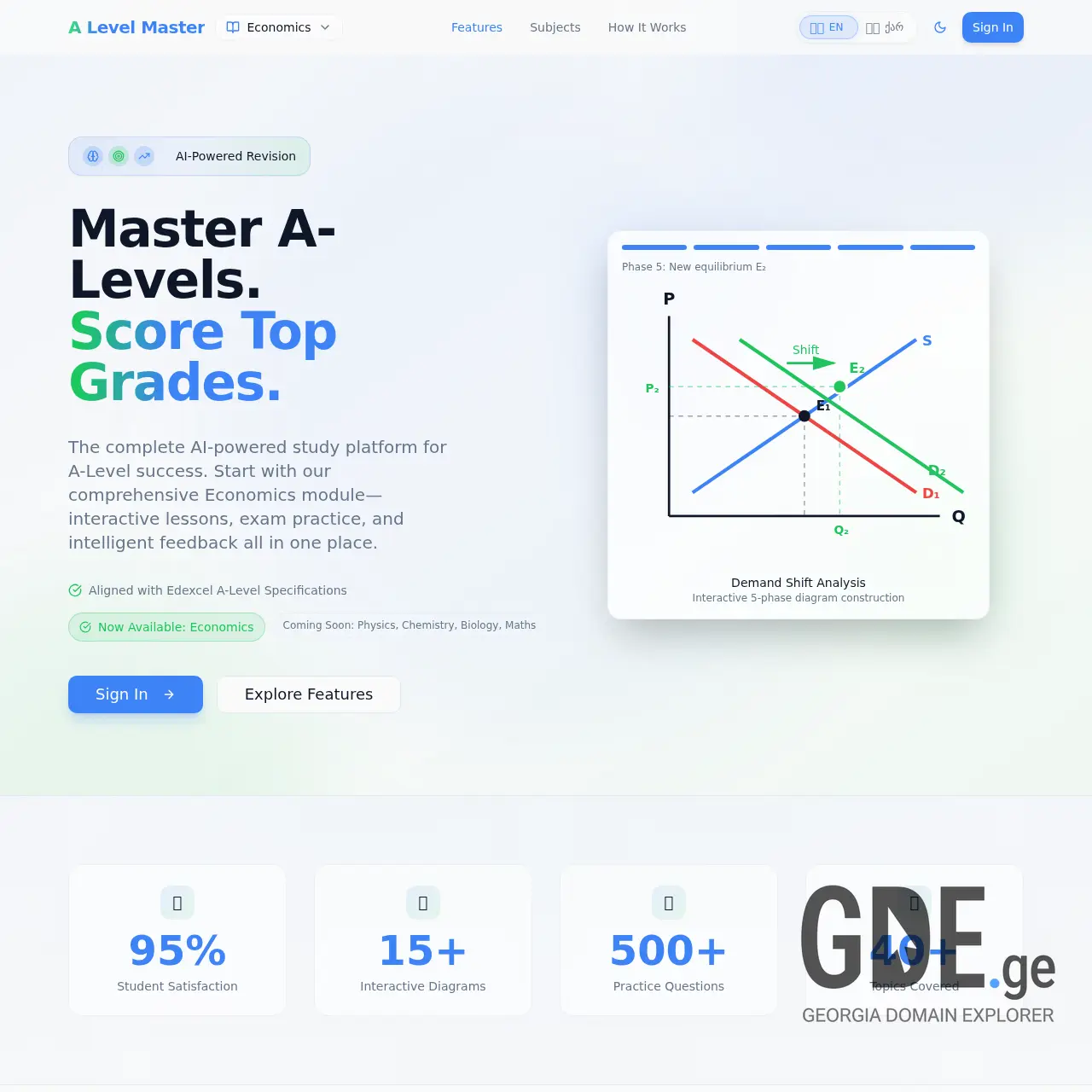 Screenshot of the site alevel.ge at 2026-01-05