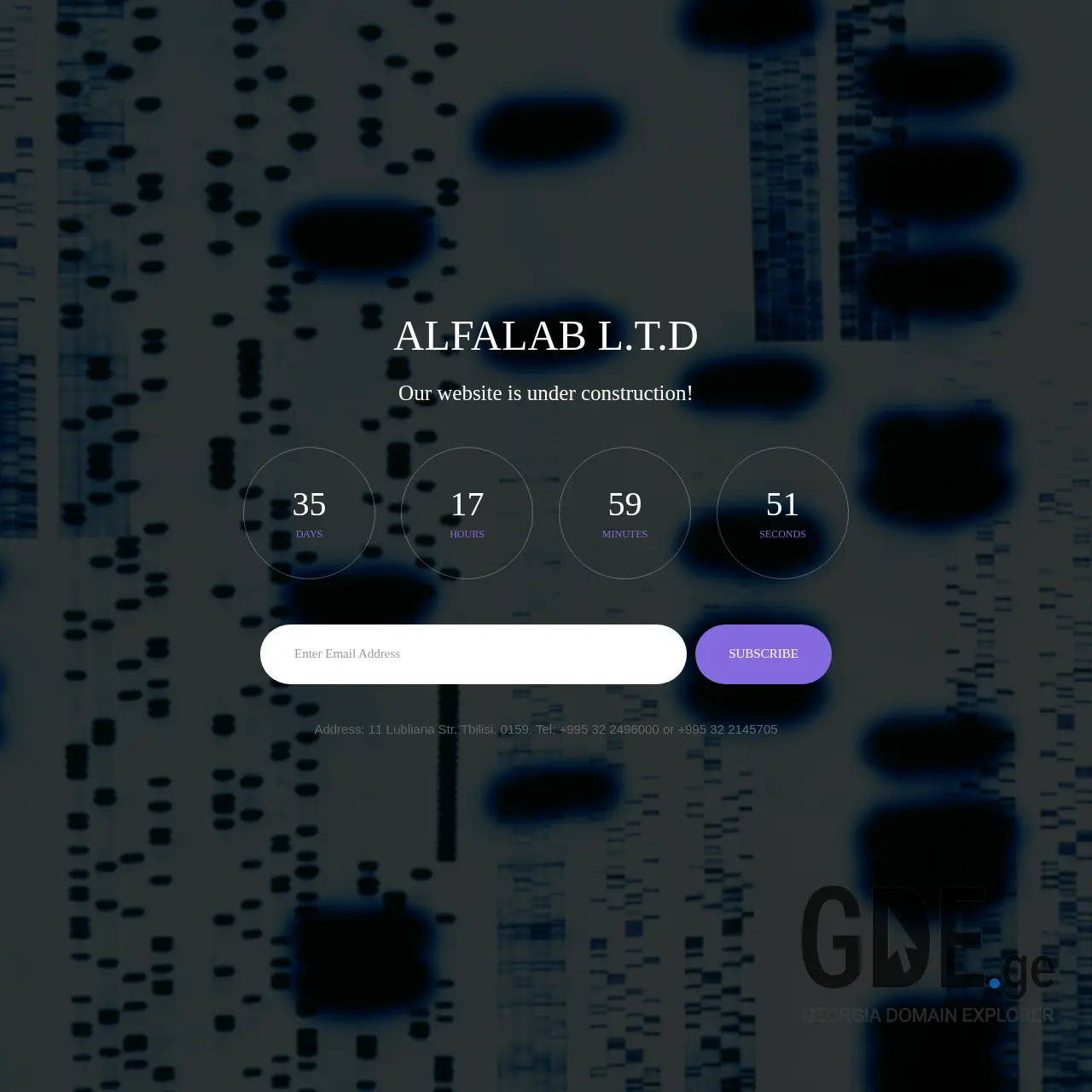 Screenshot of the site alfalab.ge at 2025-12-15