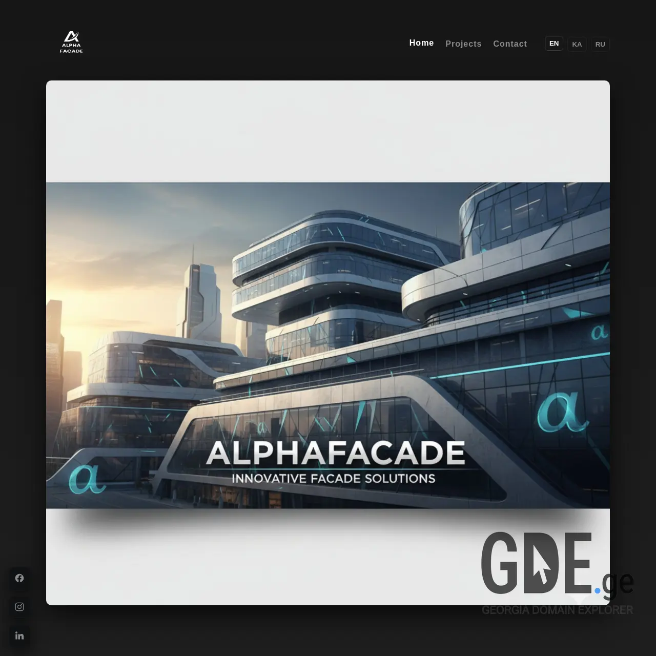 Screenshot of the site alphafacade.ge at 2025-12-14