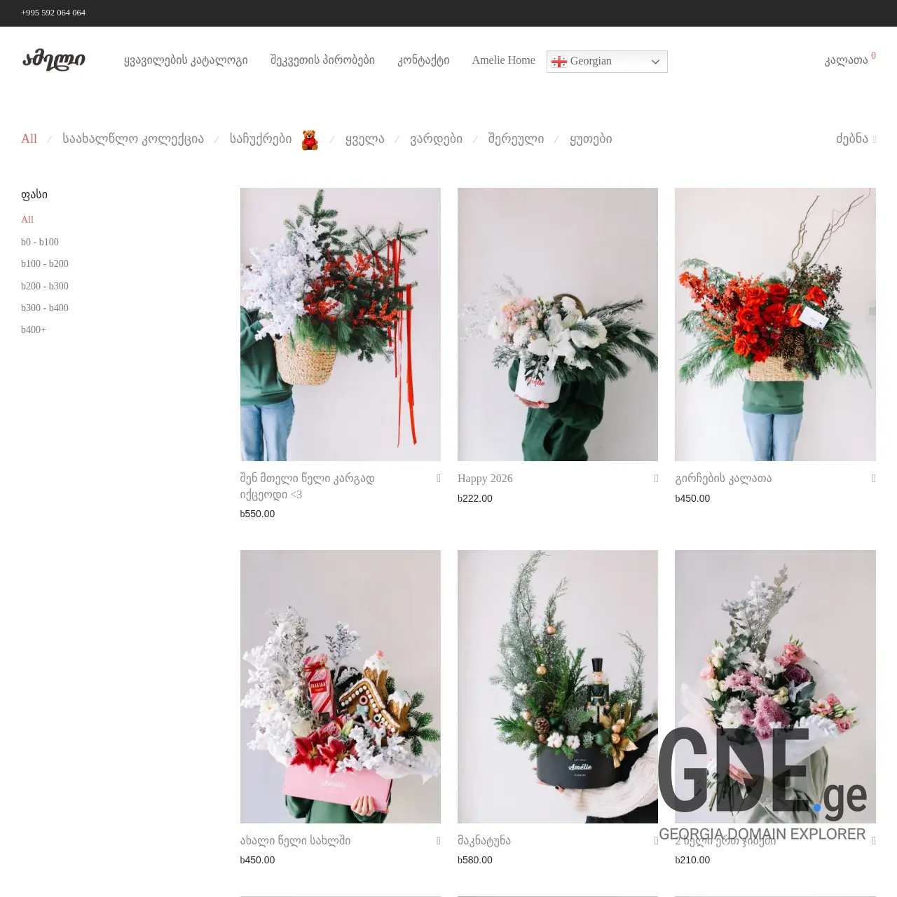 Screenshot of the site amelie.ge at 2025-12-15