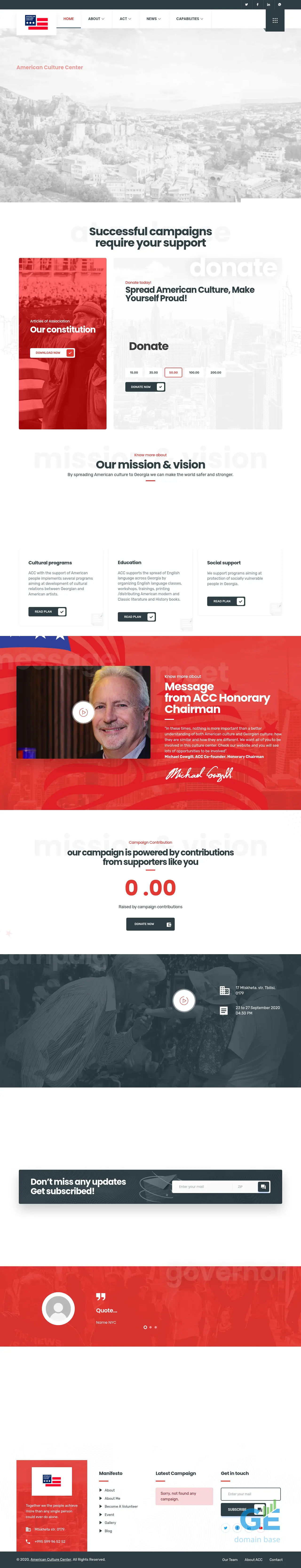Screenshot of the site americanculture.ge