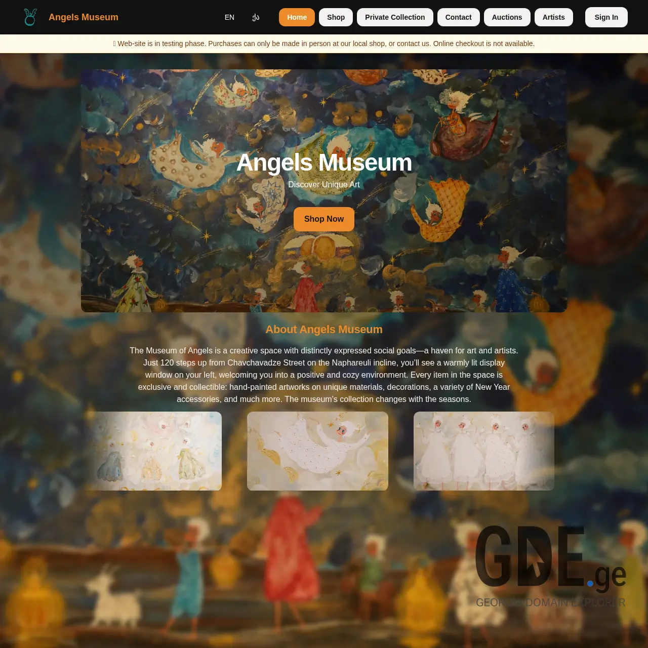 Screenshot of the site angels.ge at 2025-12-15