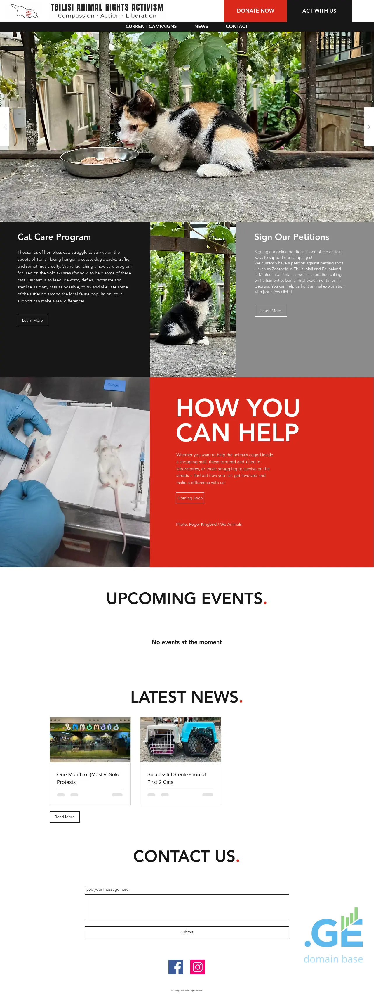Screenshot of the site animalrights.ge