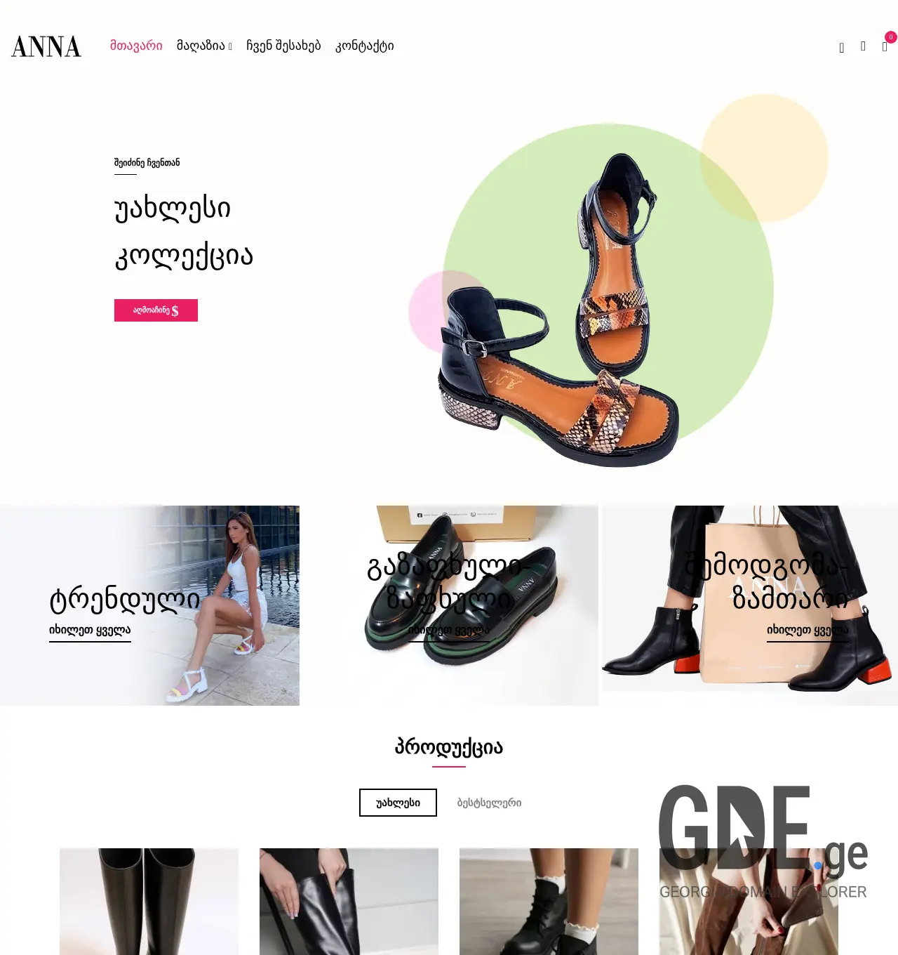 Screenshot of the site annashoes.ge at 2025-11-29