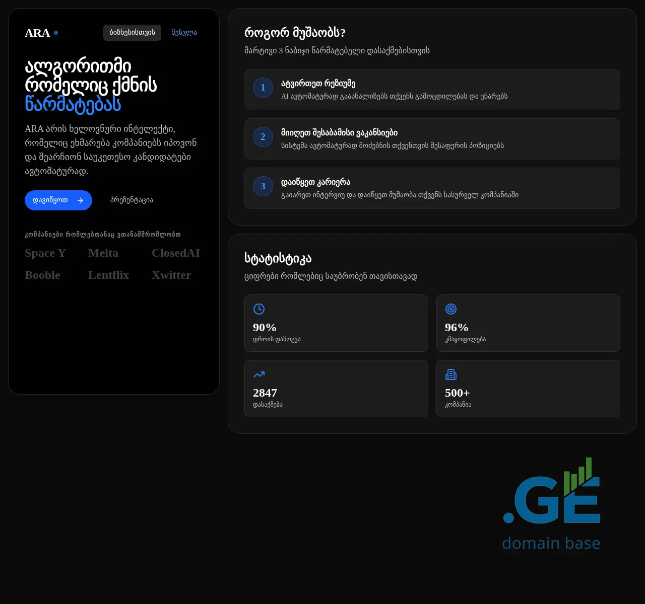 Screenshot of the site ara.ge at 2025-11-23