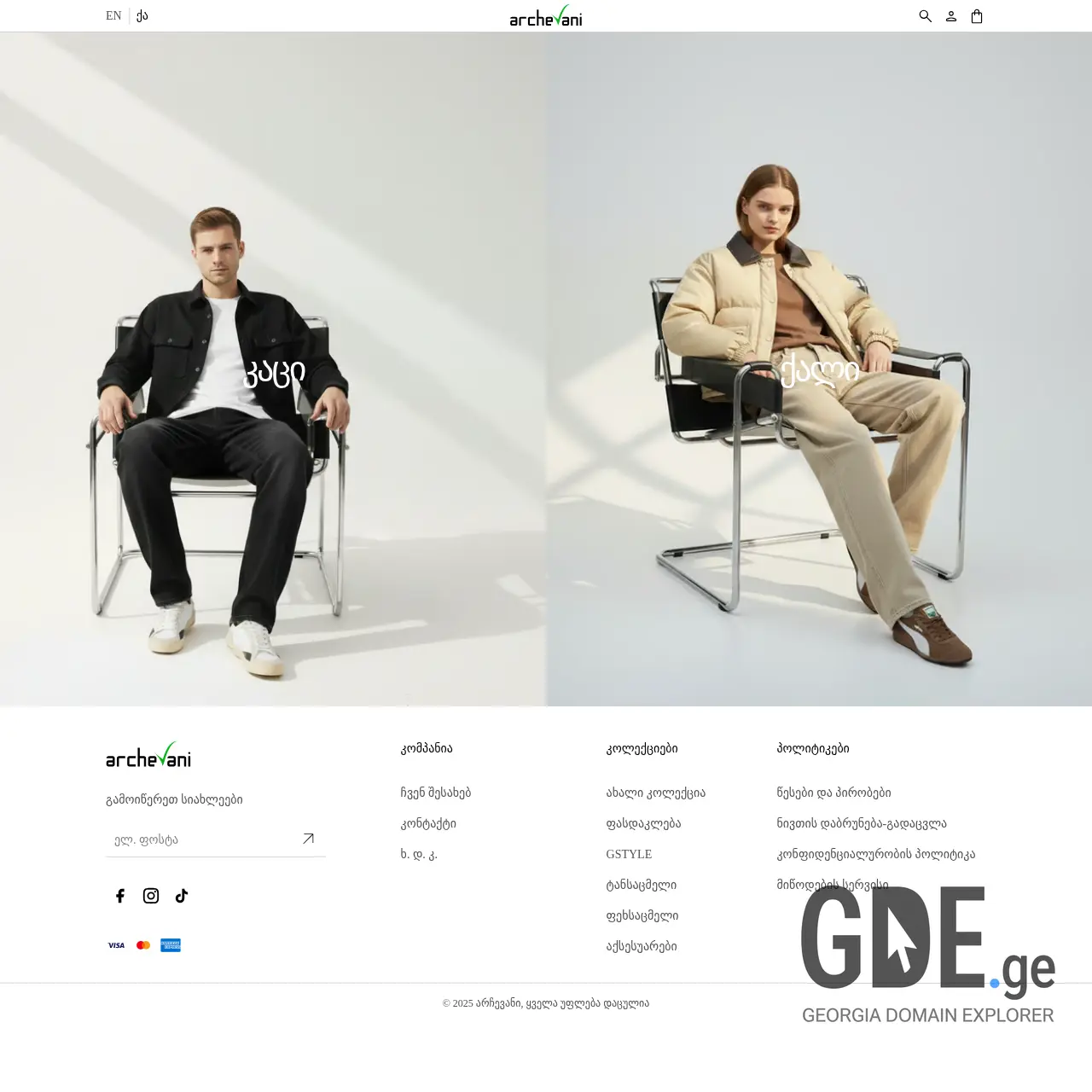 Screenshot of the site archevani.ge at 2025-12-15