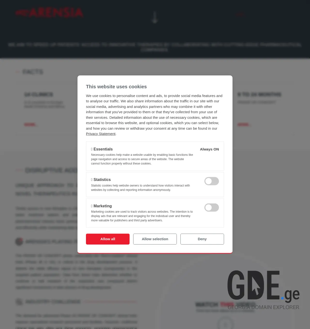Screenshot of the site arensia-em.ge at 2025-12-07