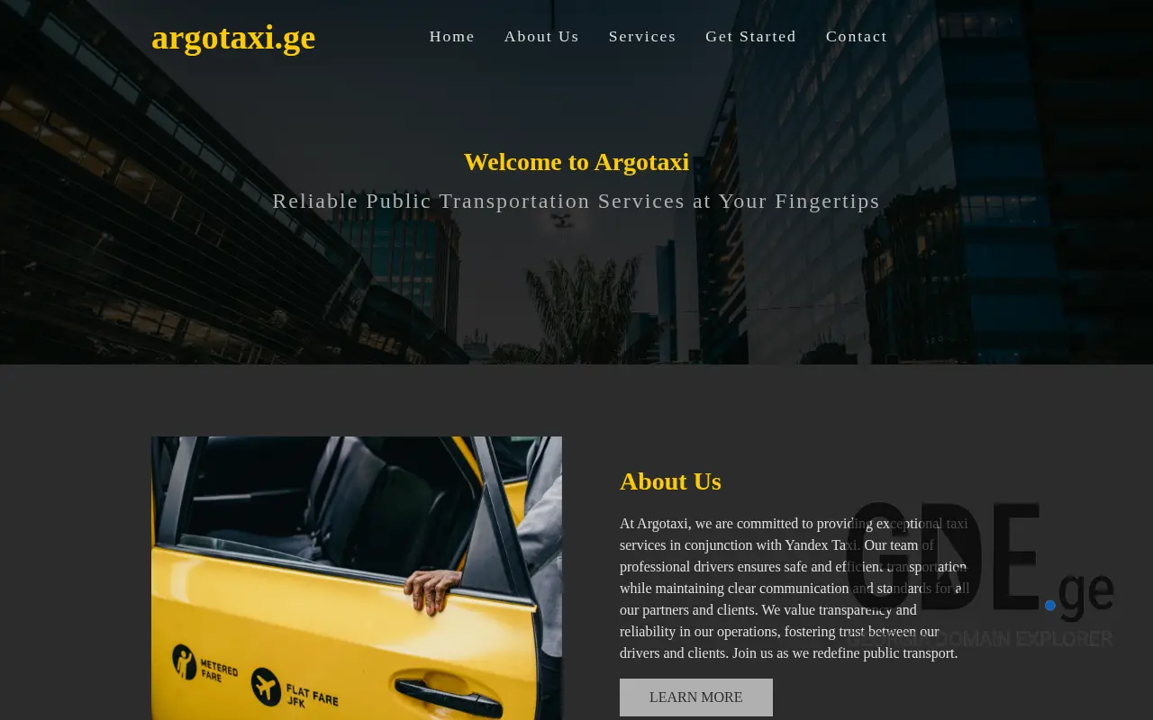 Screenshot of the site argotaxi.ge at 2025-11-28