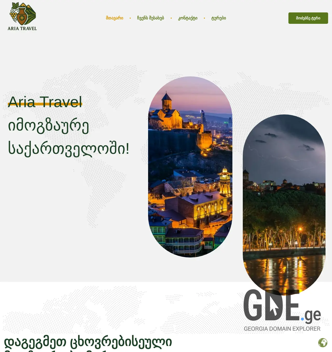 Screenshot of the site ariatravel.ge at 2025-12-07