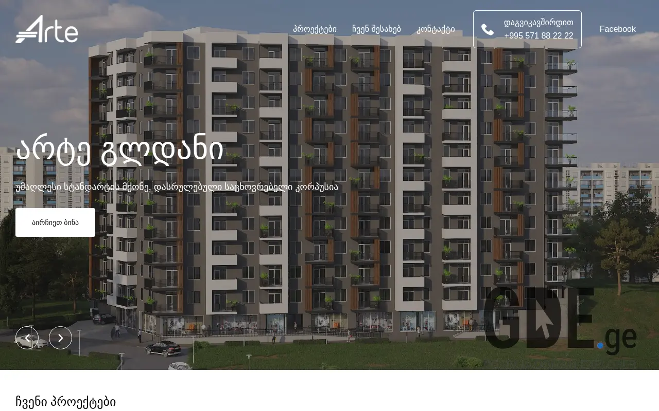 Screenshot of the site arte.ge at 2025-11-28