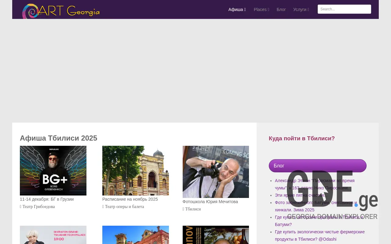 Screenshot of the site artgeorgia.ge at 2025-11-28