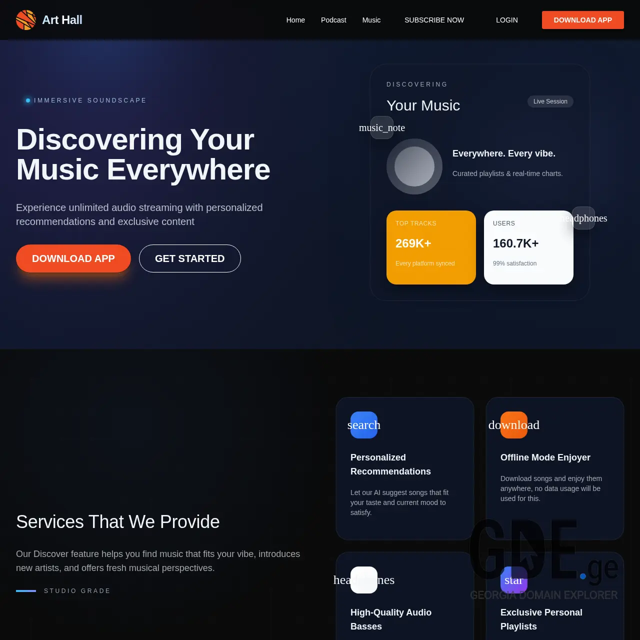 Screenshot of the site arthall.ge at 2025-12-26