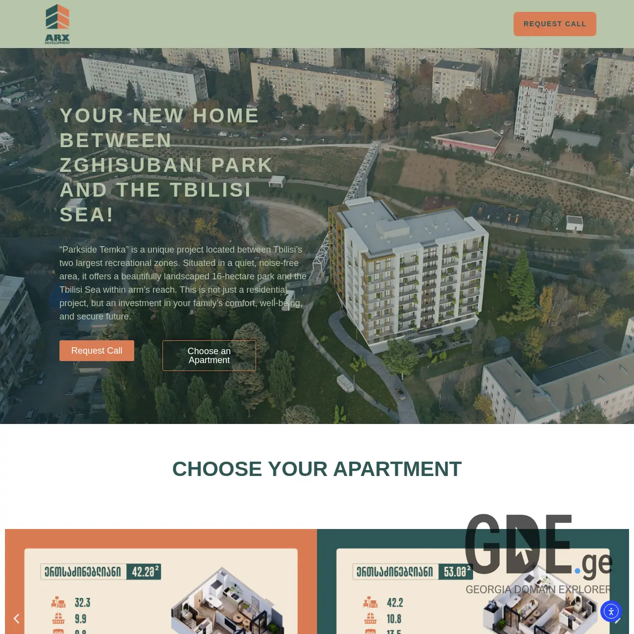 Screenshot of the site arxdevelopment.ge at 2025-12-11