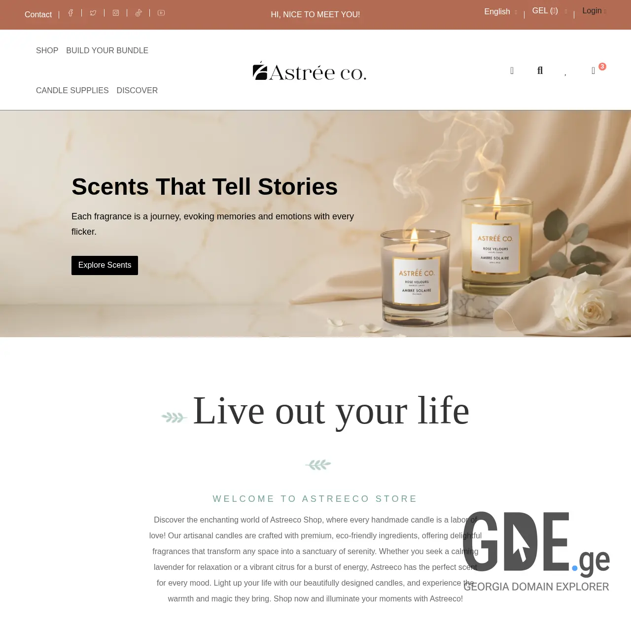 Screenshot of the site astreeco.ge at 2025-12-08